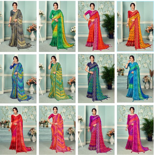 Exquisite SeaBlue Chiffon Saree: Dazzle at Parties and Weddings with Zari Border & Tassels