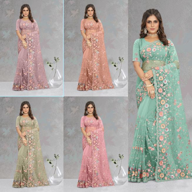 Enchanting Light Green Saree with Heavy Resham, Coding, and Sequin Embroidery