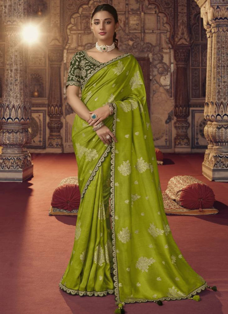 Enchanting Green Silk Saree: Perfect for Weddings and Parties