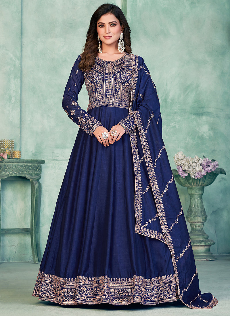 Elegant Blue Soft Silk Salwar Suit for Weddings and Parties