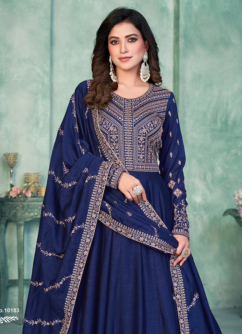 Elegant Blue Soft Silk Salwar Suit for Weddings and Parties