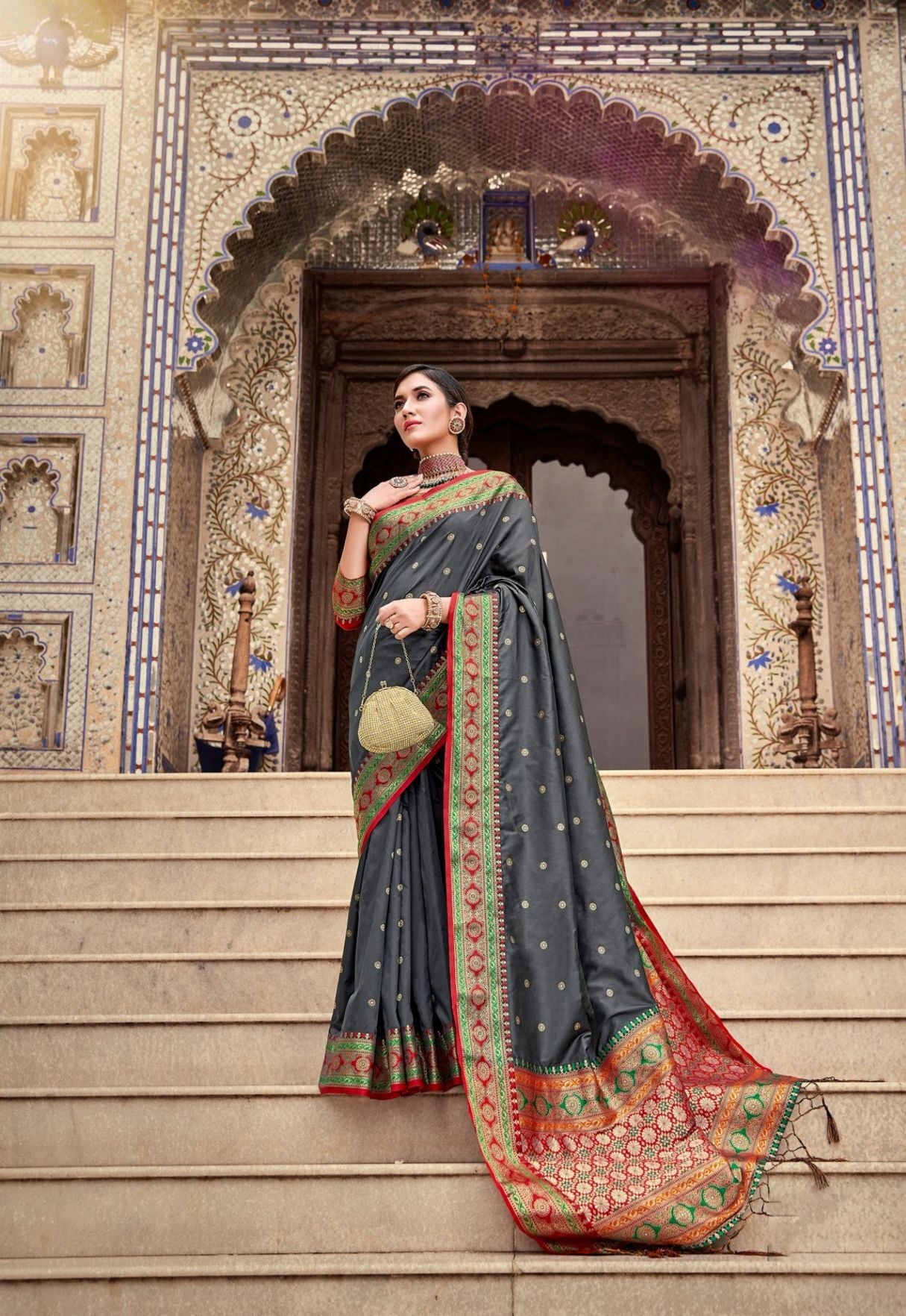 Exquisite Black Soft Silk Saree: Elegance Woven in Threads of Night