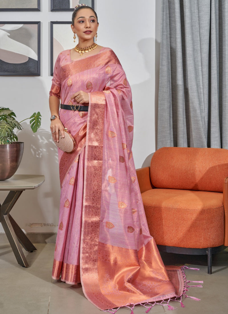 Elegance in Pink: Luxurious Soft Silk Sarees for Weddings and Parties