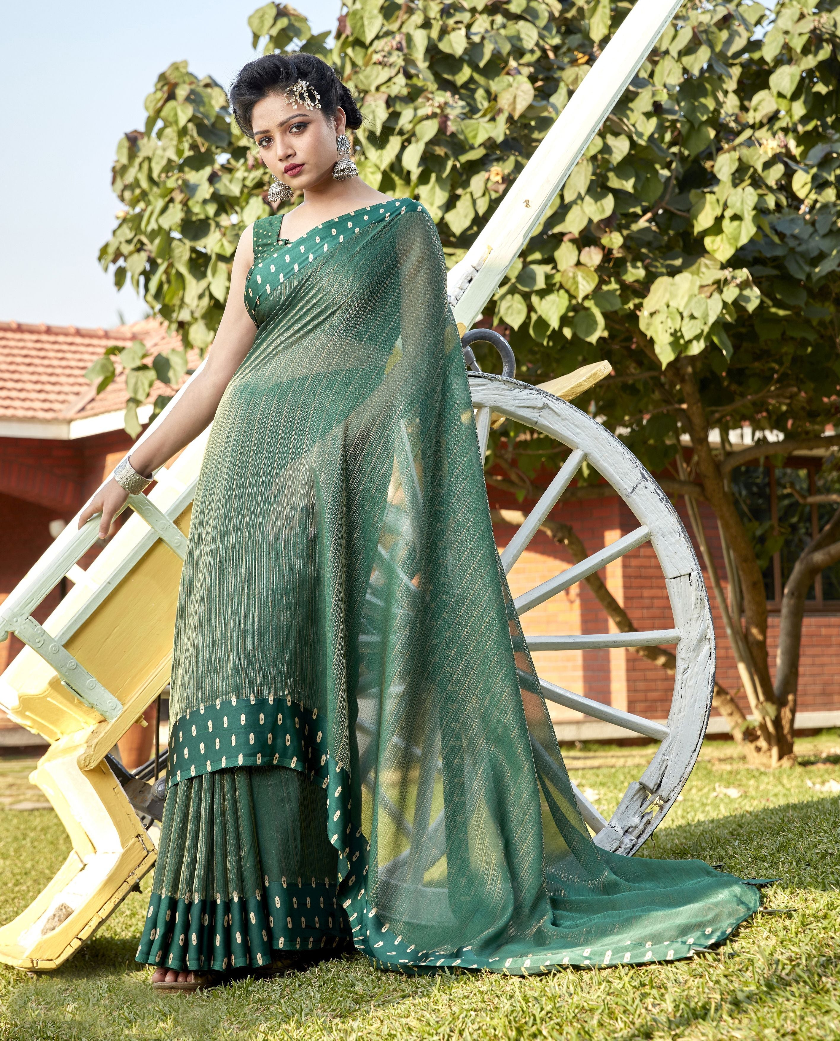 Enchanting Emerald Elegance: Green Soft Silk Saree for Weddings and Parties