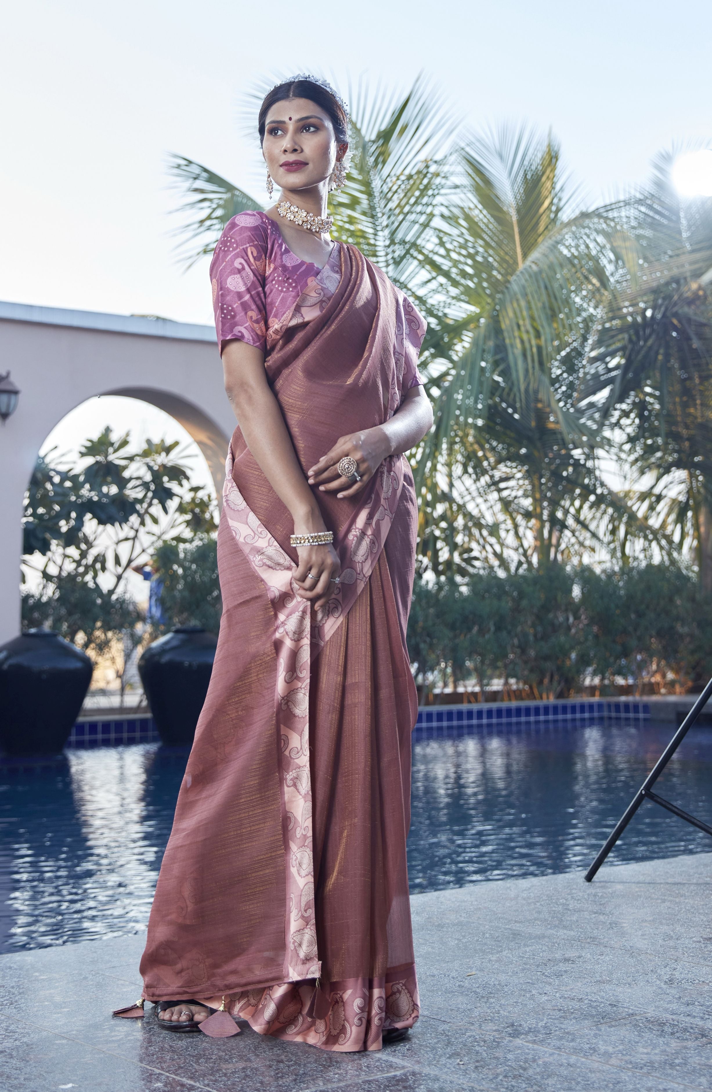 Elegant Brown Silk Saree: Perfect for Weddings and Parties