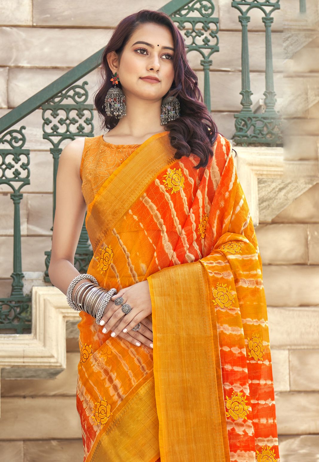 Stunning Yellow Organza Art Silk Saree: Perfect for Parties and Weddings!