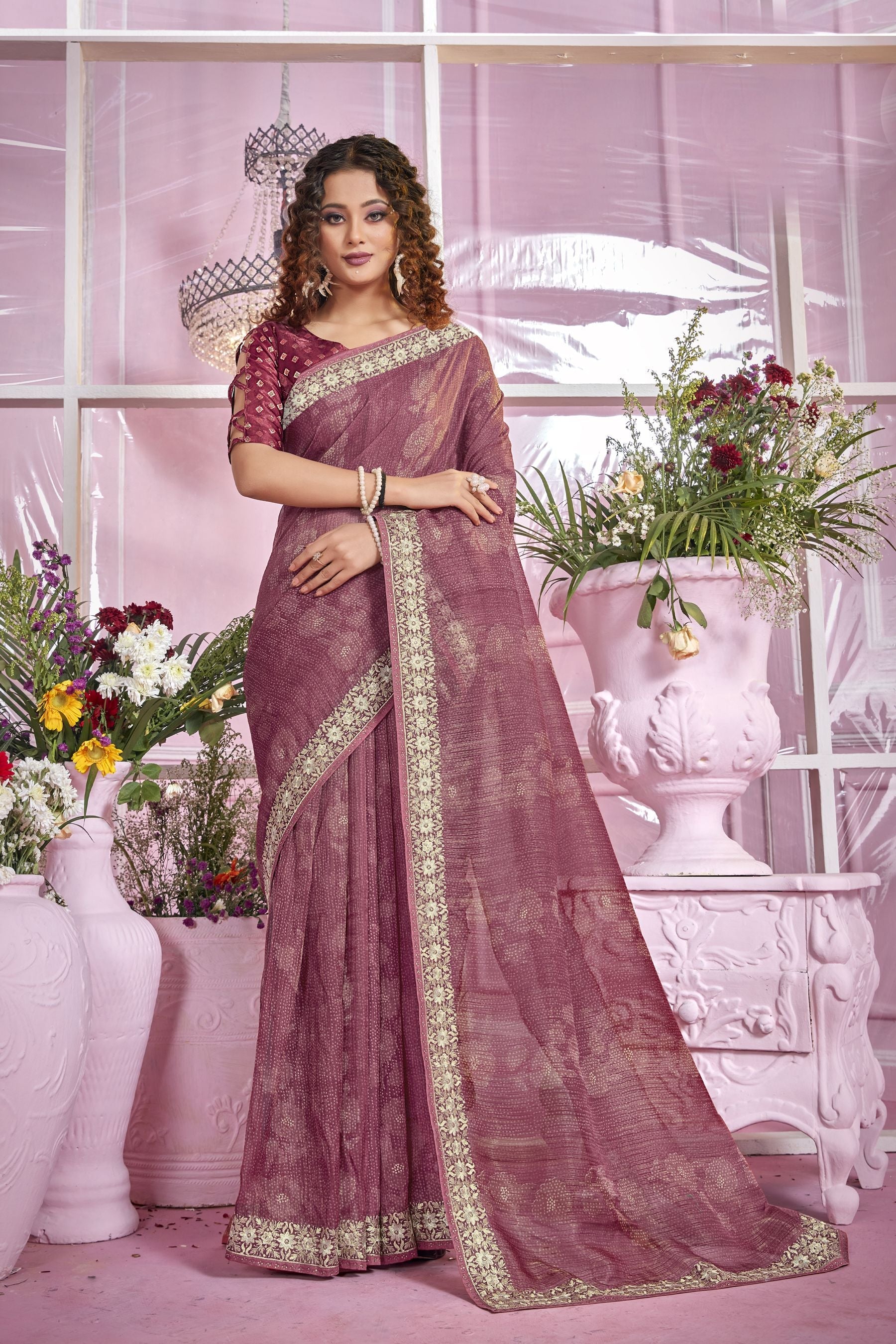 Elegant Purple Organza Soft Silk Saree: Perfect for Parties & Weddings