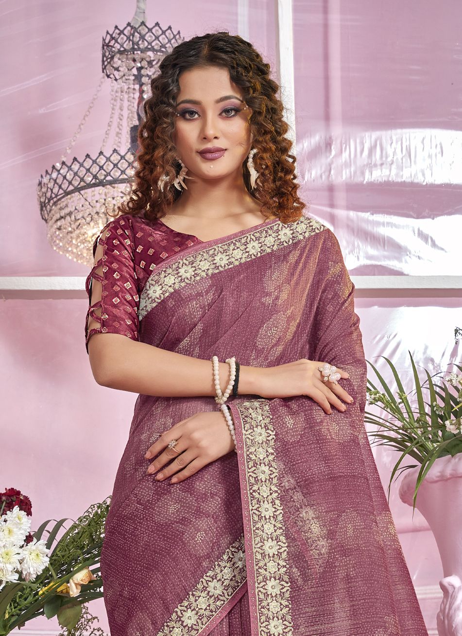 Elegant Purple Organza Soft Silk Saree: Perfect for Parties & Weddings