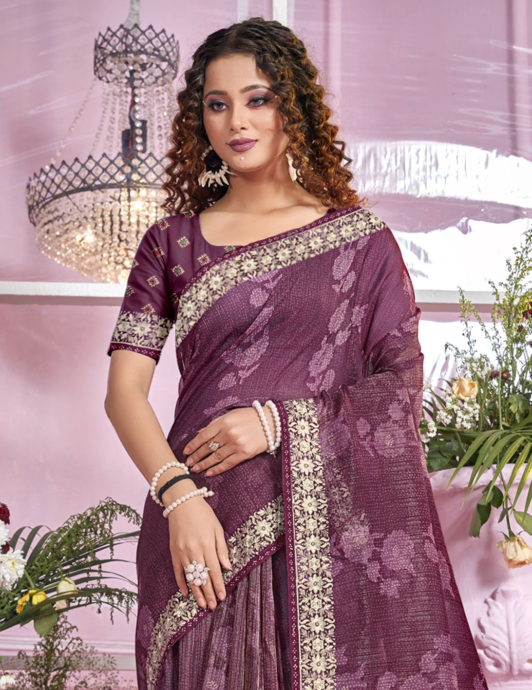 Elegant Wine Organza Soft Silk Saree: Perfect for Party & Wedding Wear