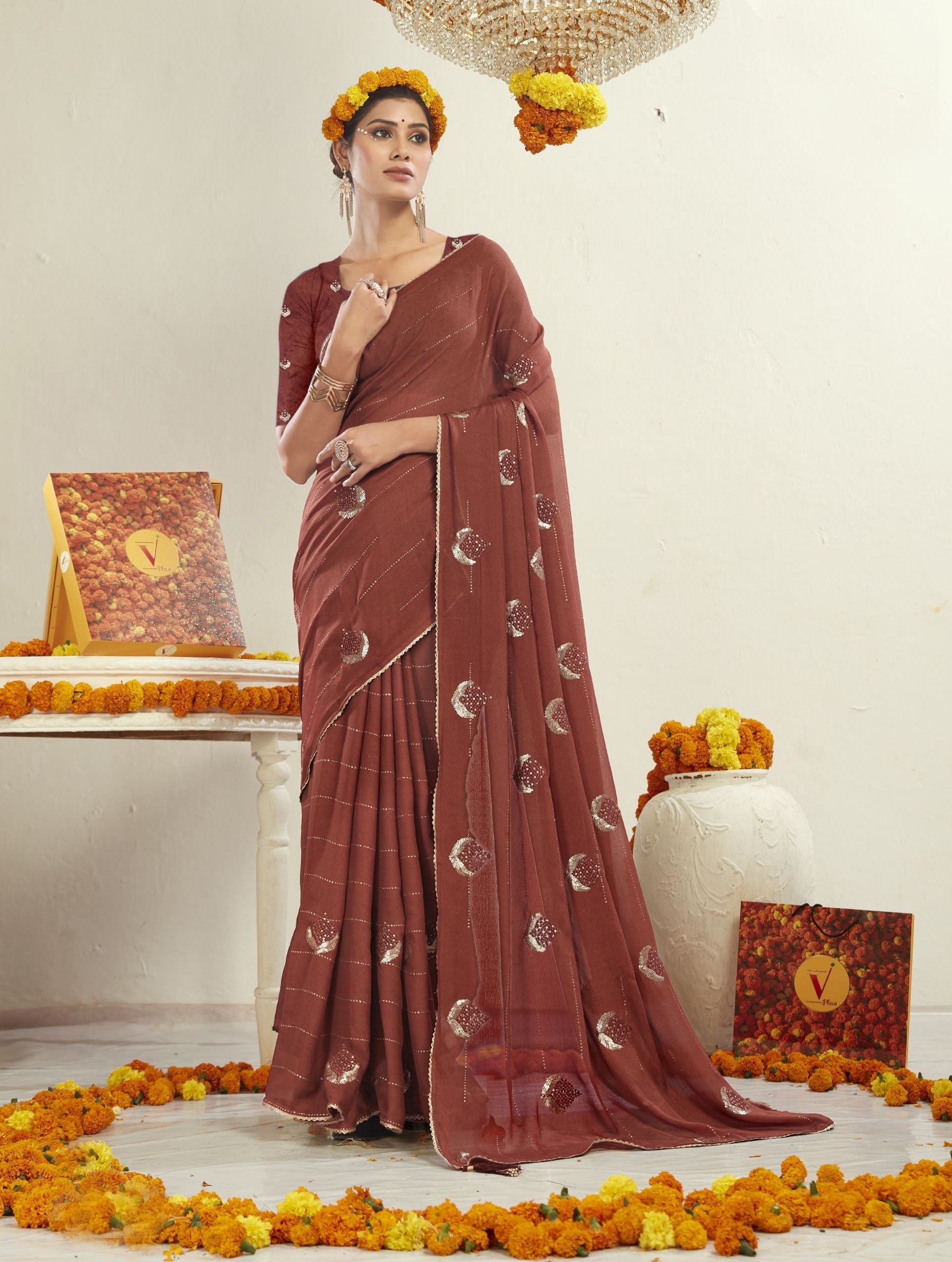 Stunning Maroon Moss Silk Saree: Perfect Party & Wedding Wear