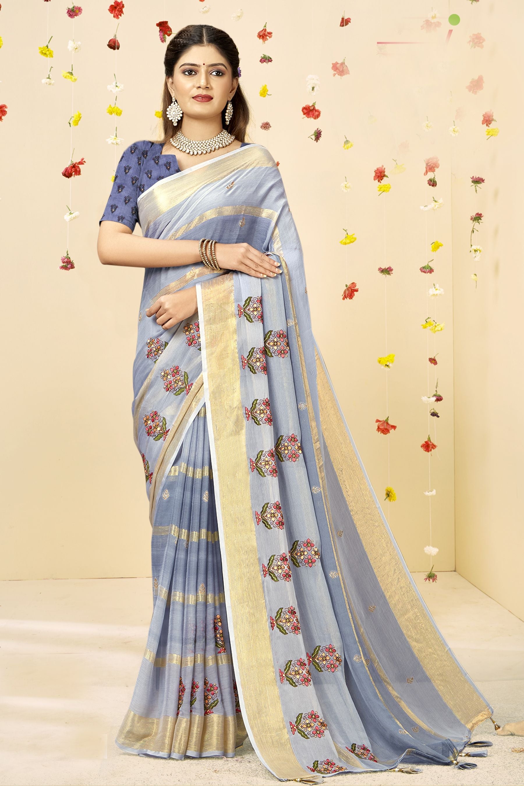 Elegant Light Purple Moss Chiffon Art Silk Saree for Party & Wedding Wear