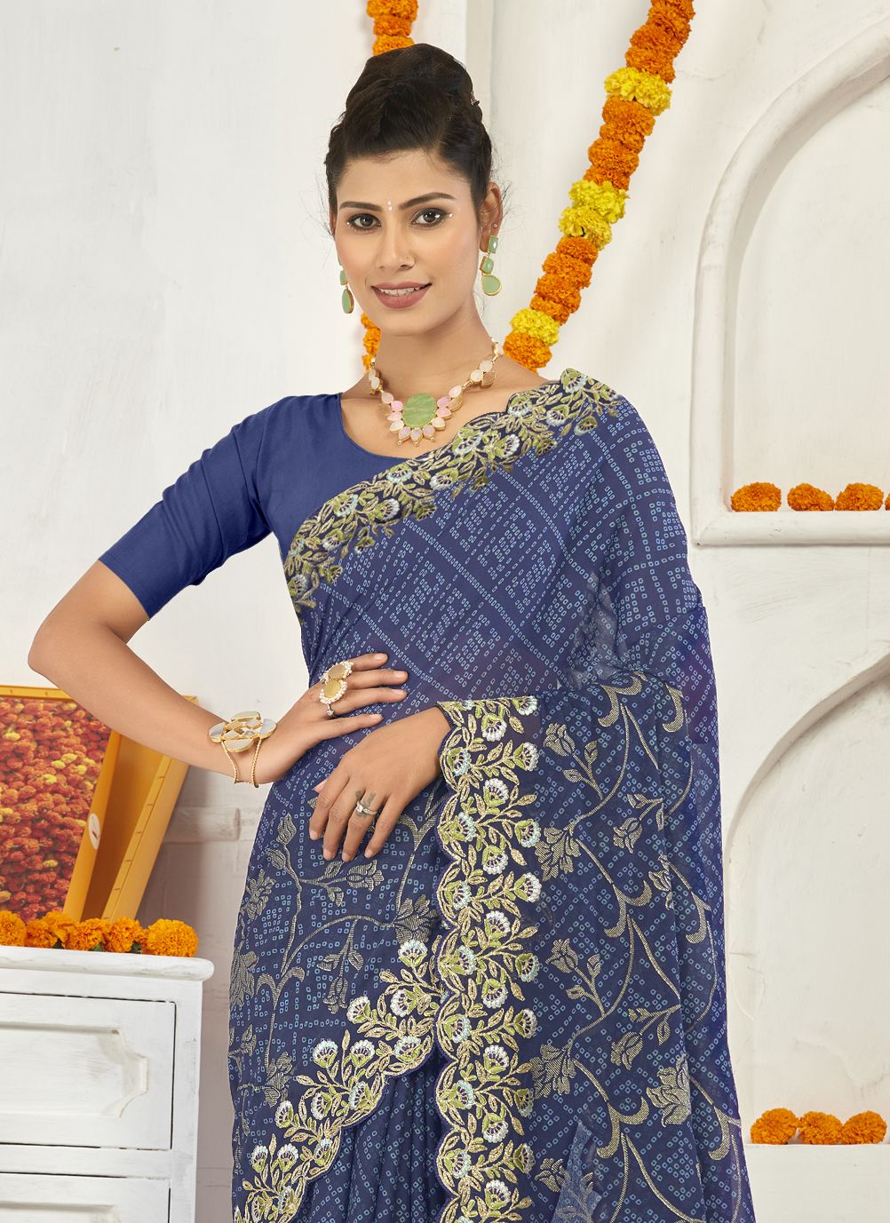 Elegant Blue Georgette Saree: Perfect for Party & Wedding Wear