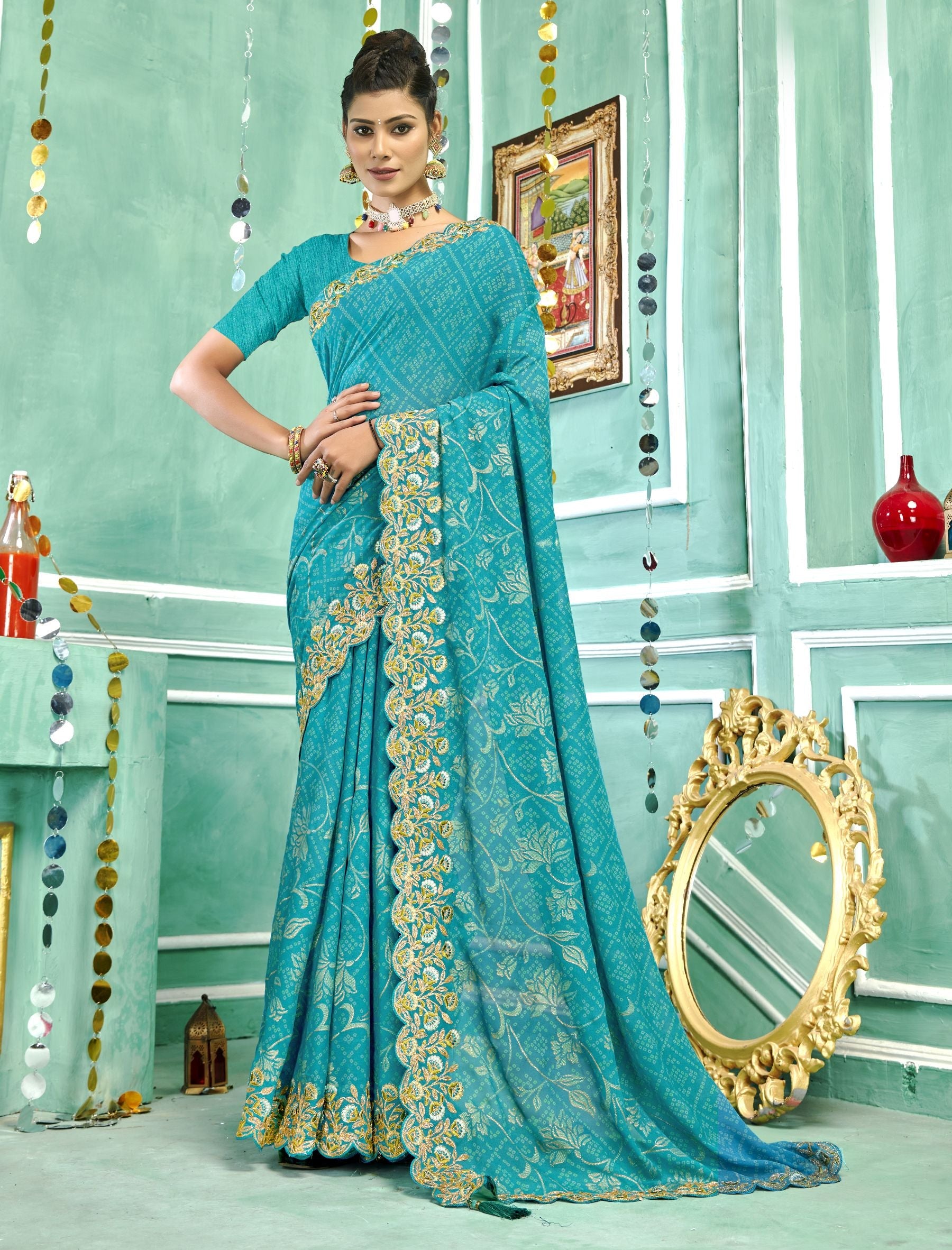 Elegant Blue Georgette Saree: Perfect Party & Wedding Wear