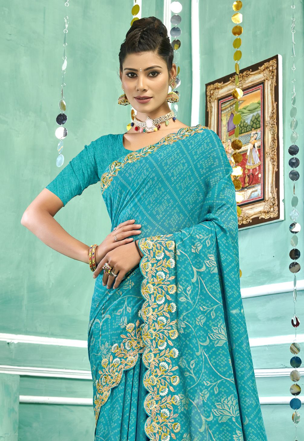 Elegant Blue Georgette Saree: Perfect Party & Wedding Wear