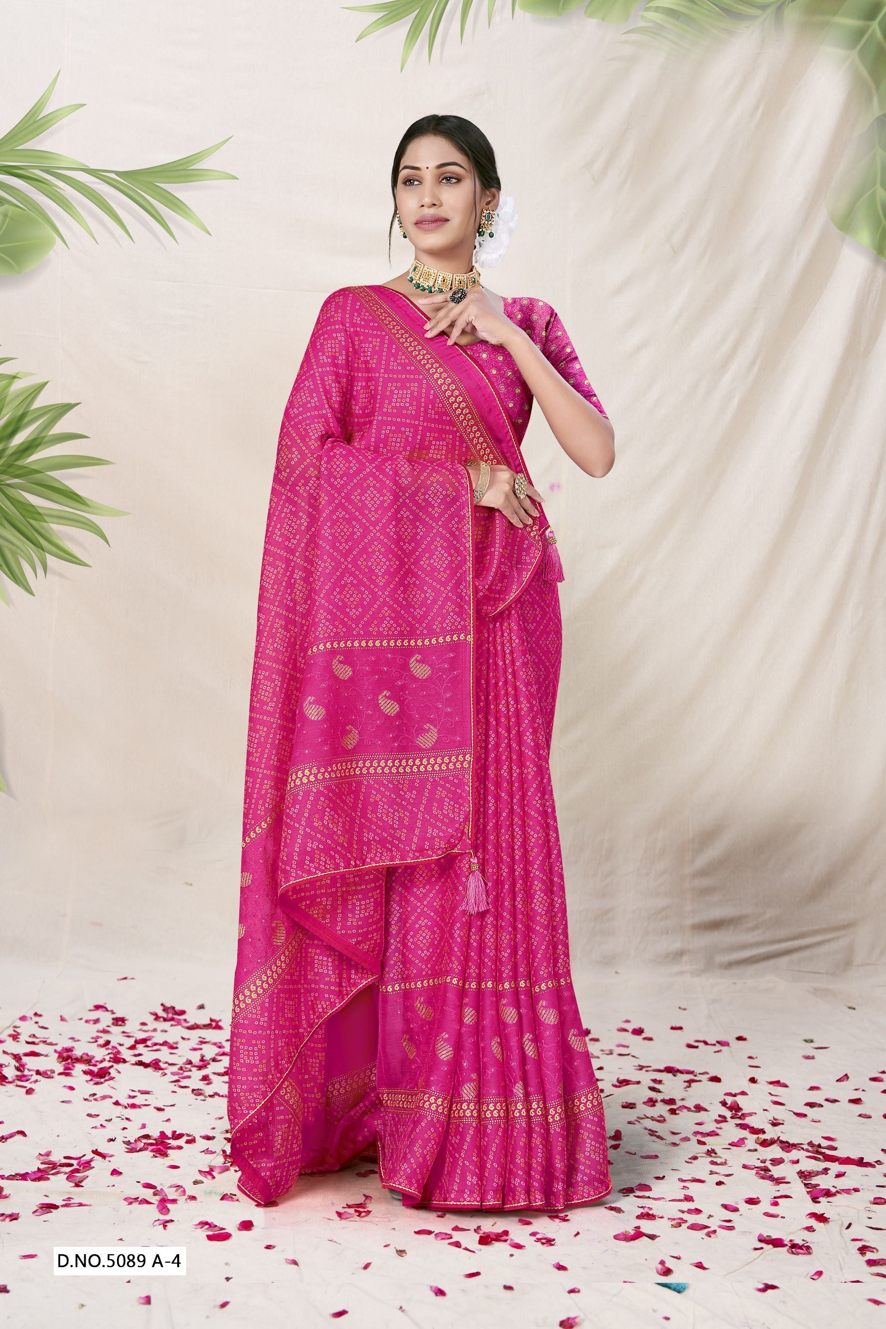 Elegant Pink Chiffon & Soft Silk Saree for Party & Wedding Wear