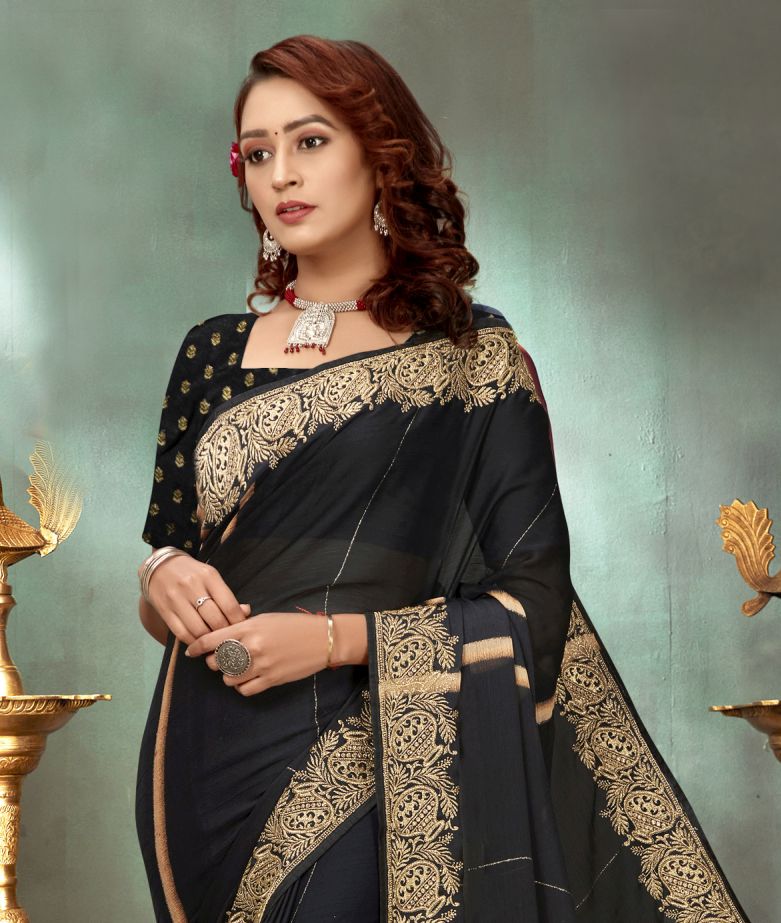 Black Chiffon Saree: Perfect Party & Wedding Wear Elegance