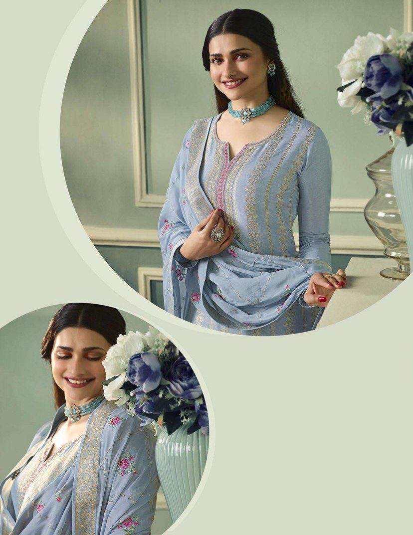 Lavender Dola Jacquard Salwar Suit with Double Zari Elegance