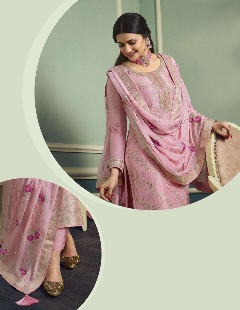 Elegant Light Baby Pink Salwar Suit with Santoon Bottom