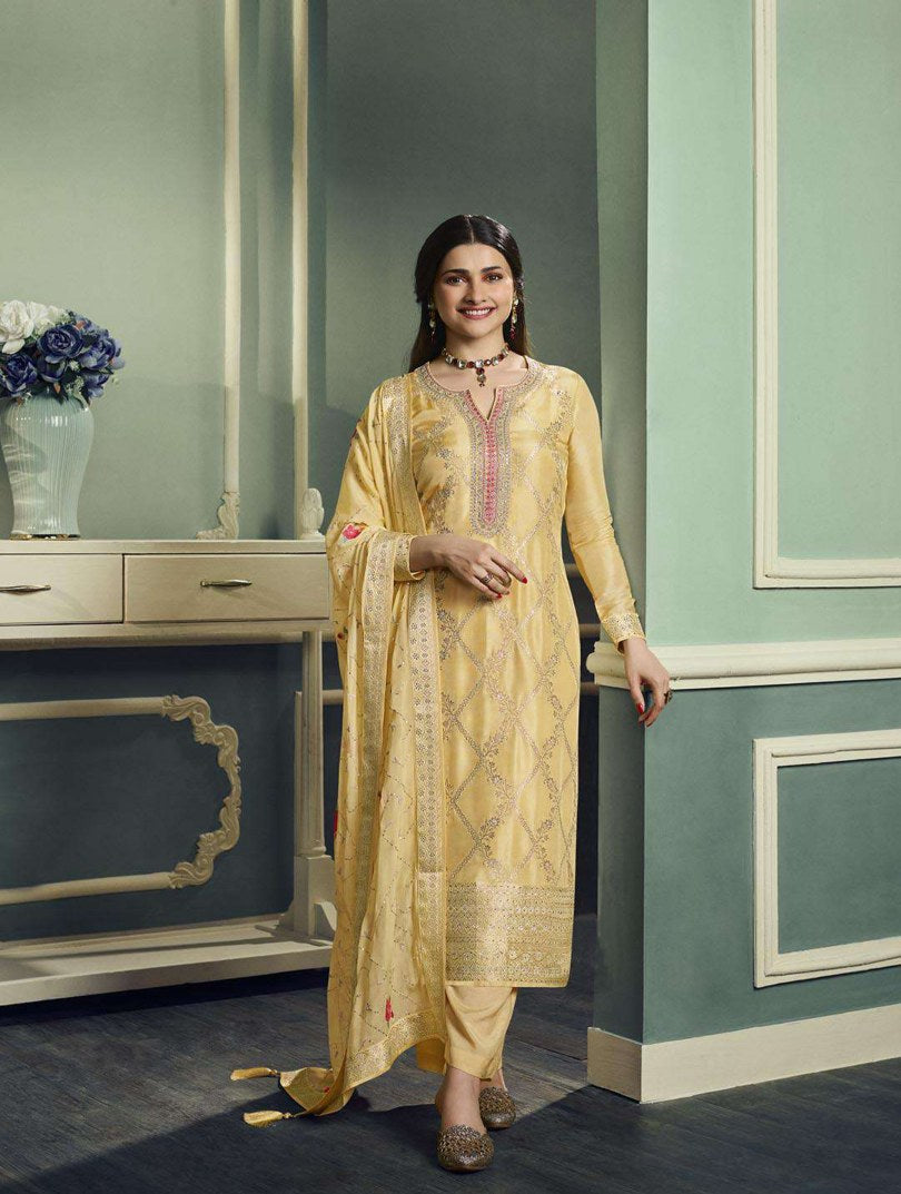 Sunshine Yellow Salwar Suit with Santoon Bottom - Radiate Elegance