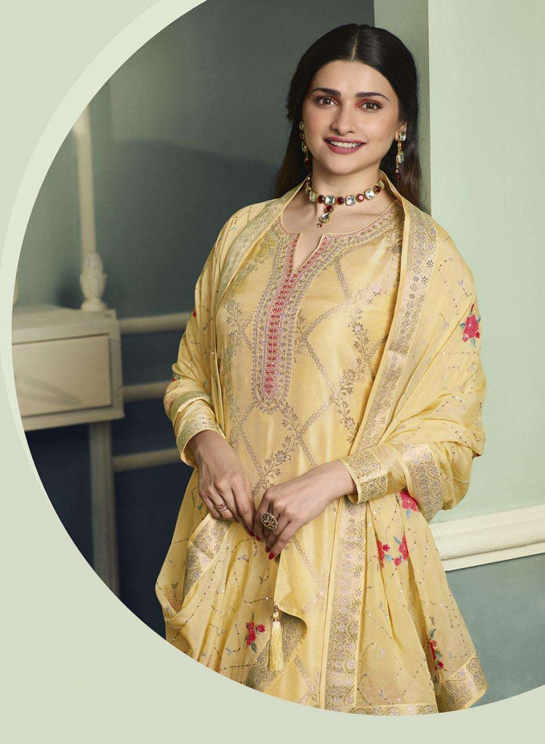 Sunshine Yellow Salwar Suit with Santoon Bottom - Radiate Elegance