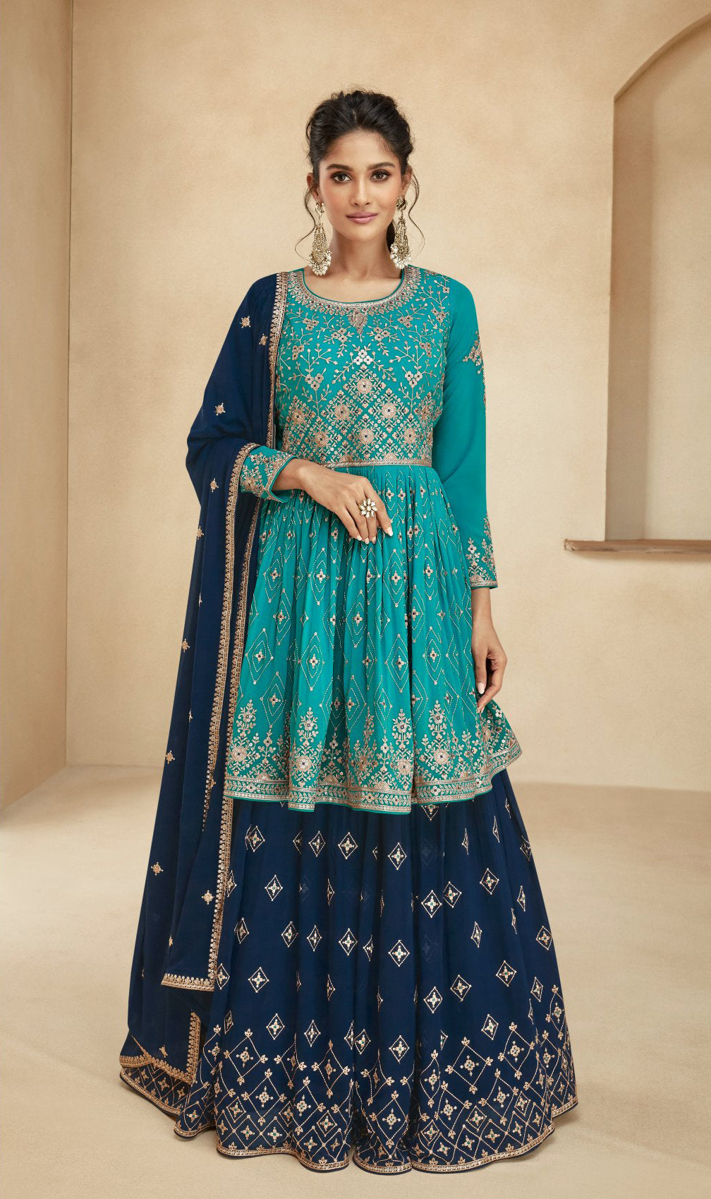 Elegant Blue Georgette Salwar Suits for Weddings and Parties