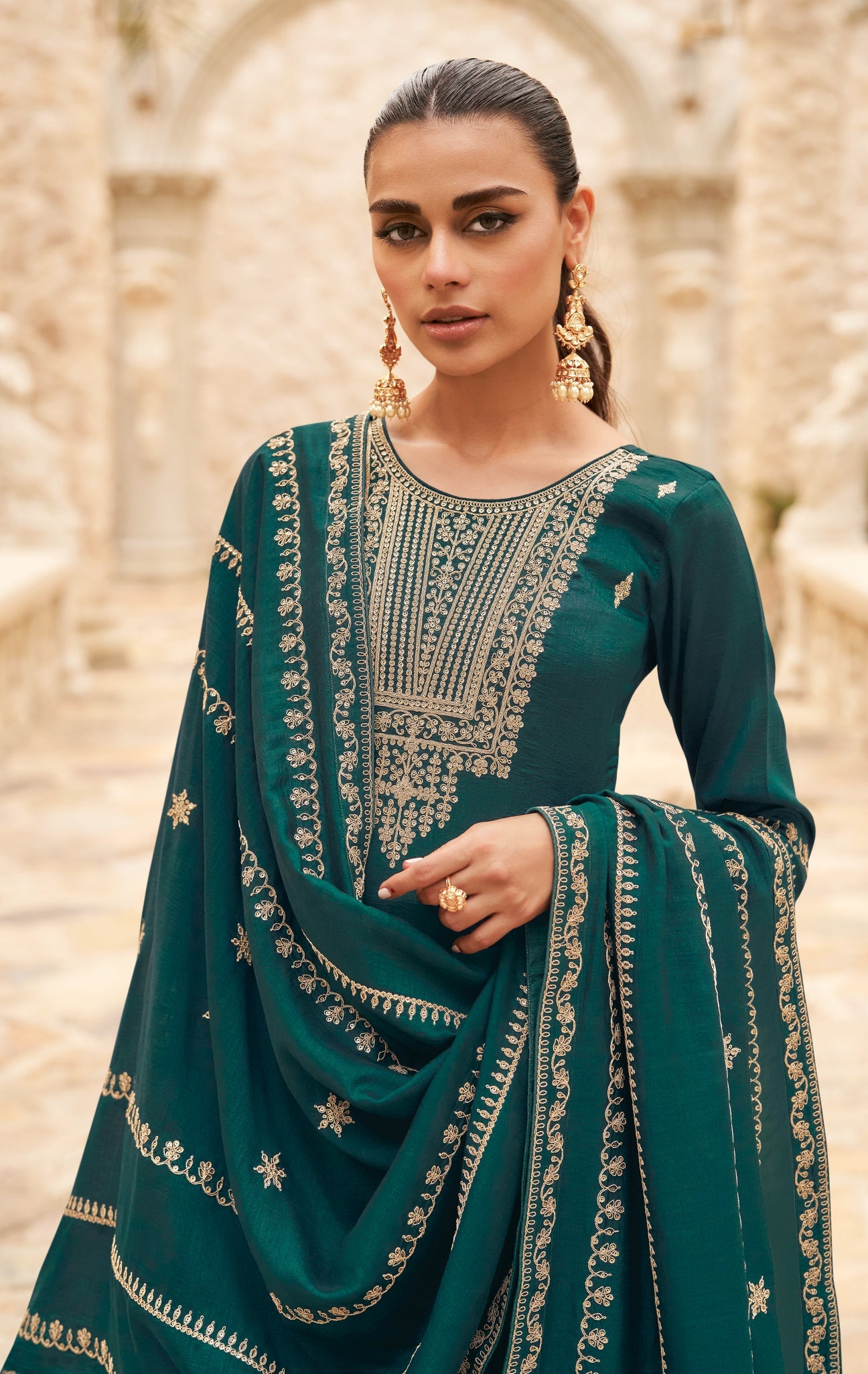 Elegant Green Premium Silk Salwar Suit for Wedding & Party Wear