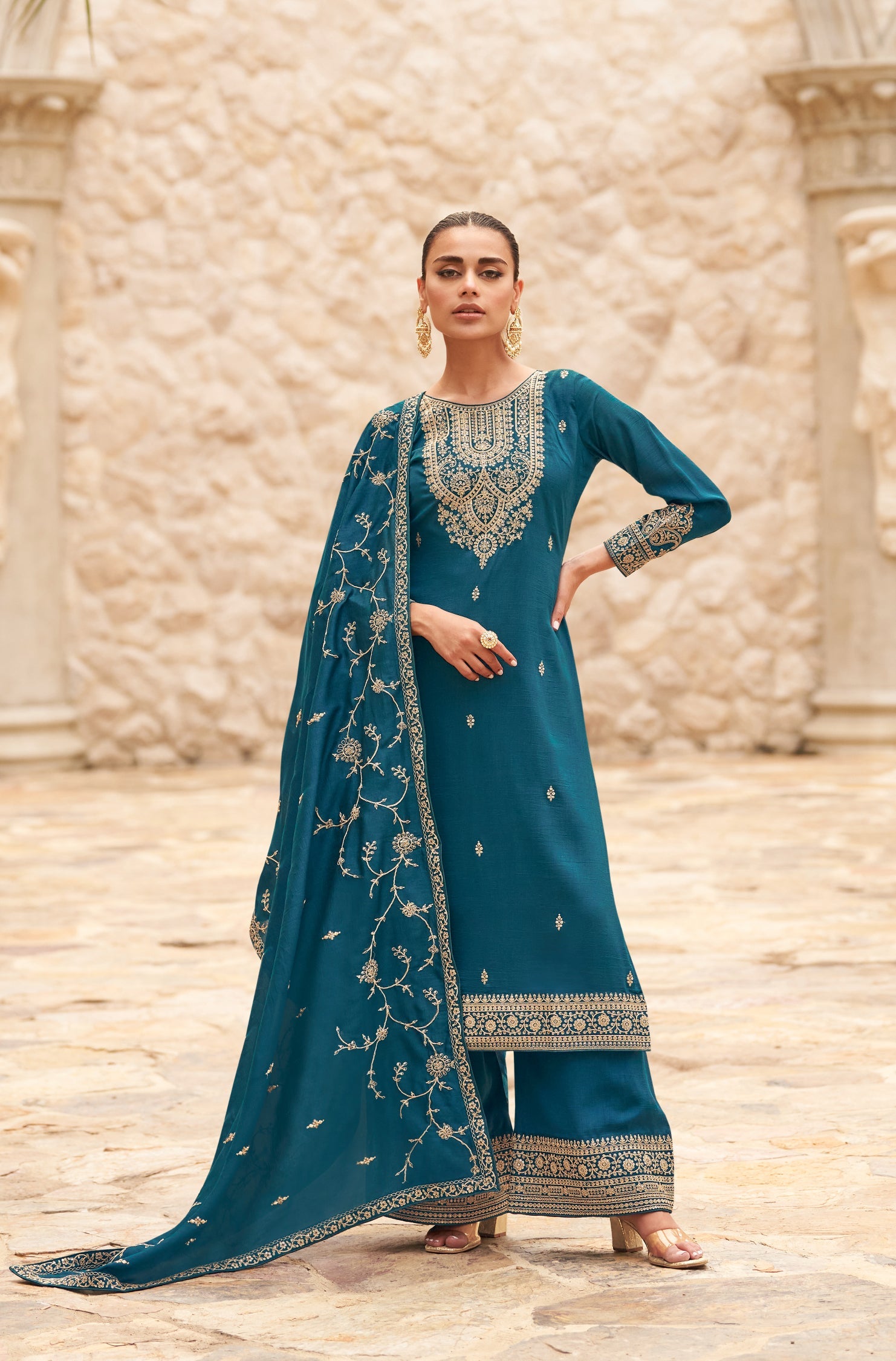 Elegant Blue Premium Silk Salwar Suit for Weddings & Parties