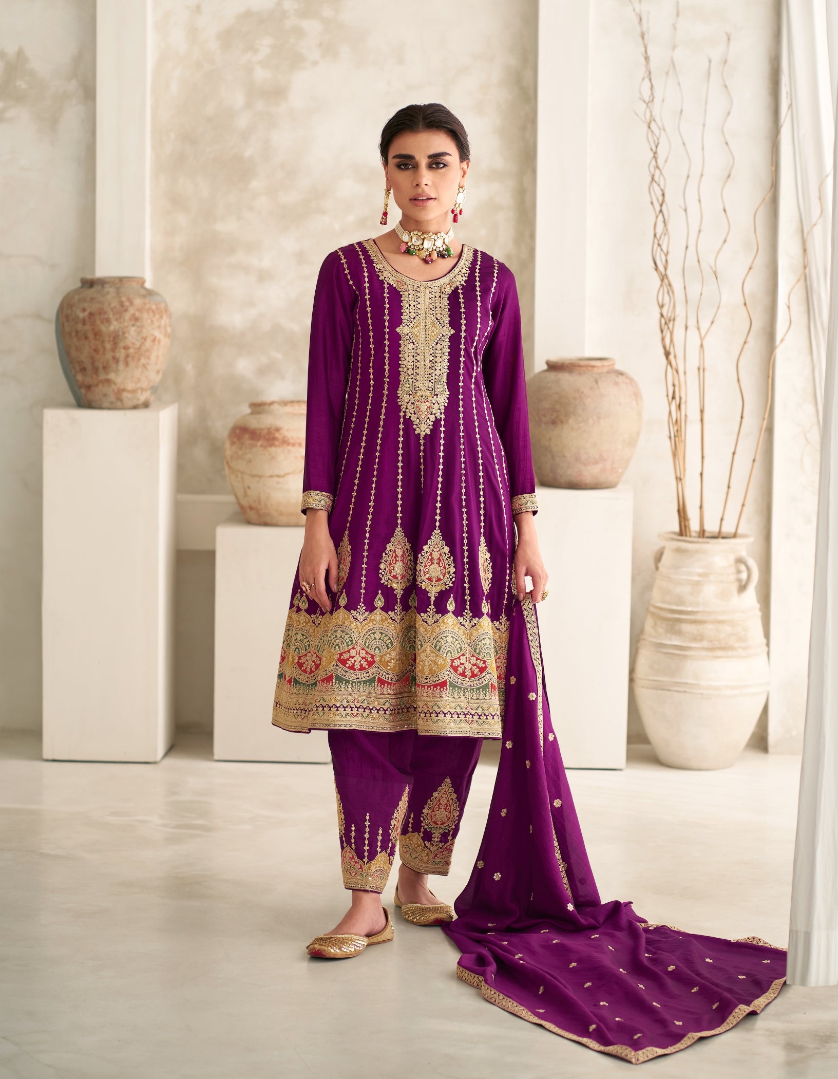 Elegant Purple Premium Silk Salwar Suit for Weddings and Parties