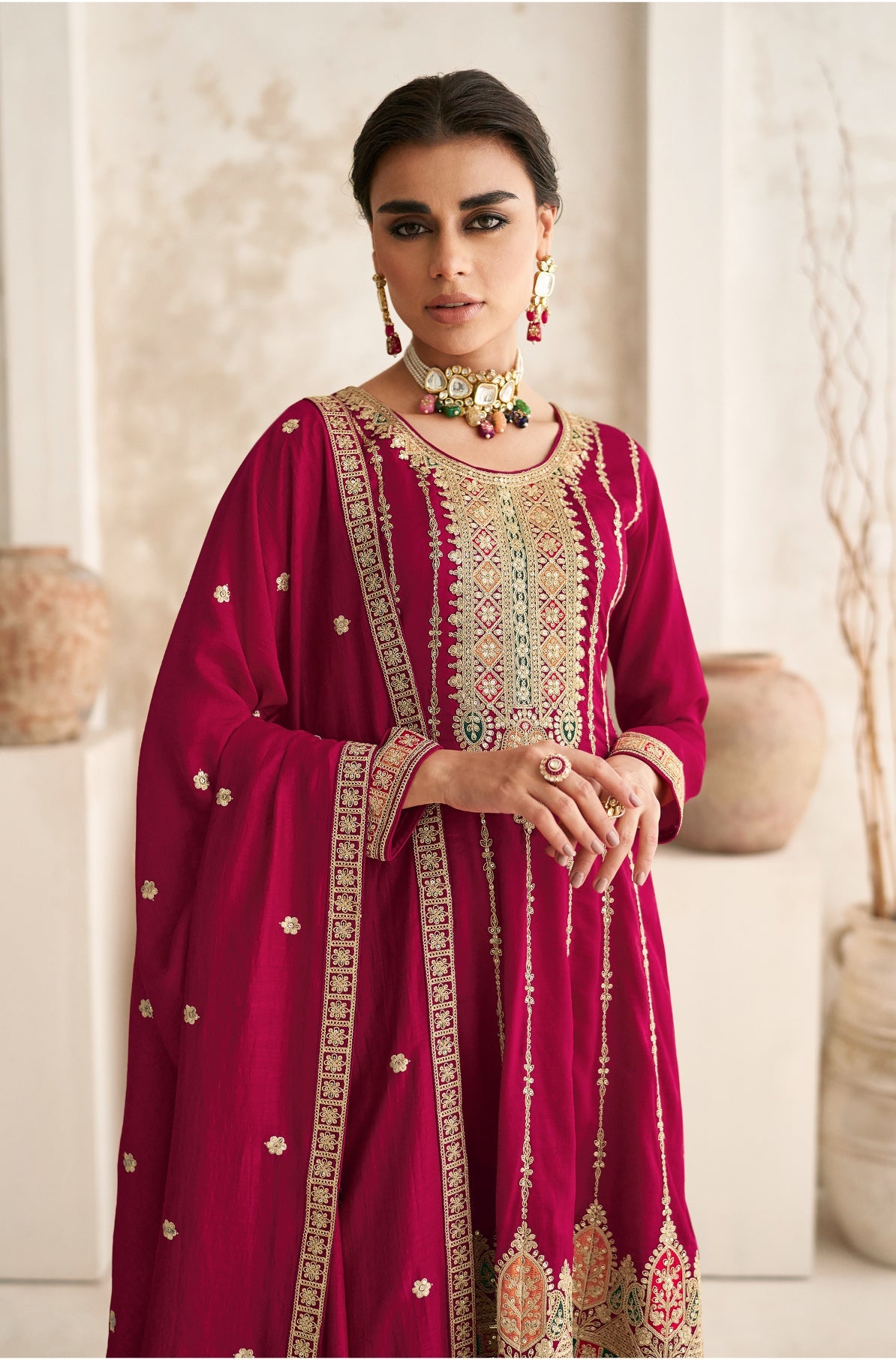 Elegant Pink Premium Silk Salwar Suit for Weddings and Parties