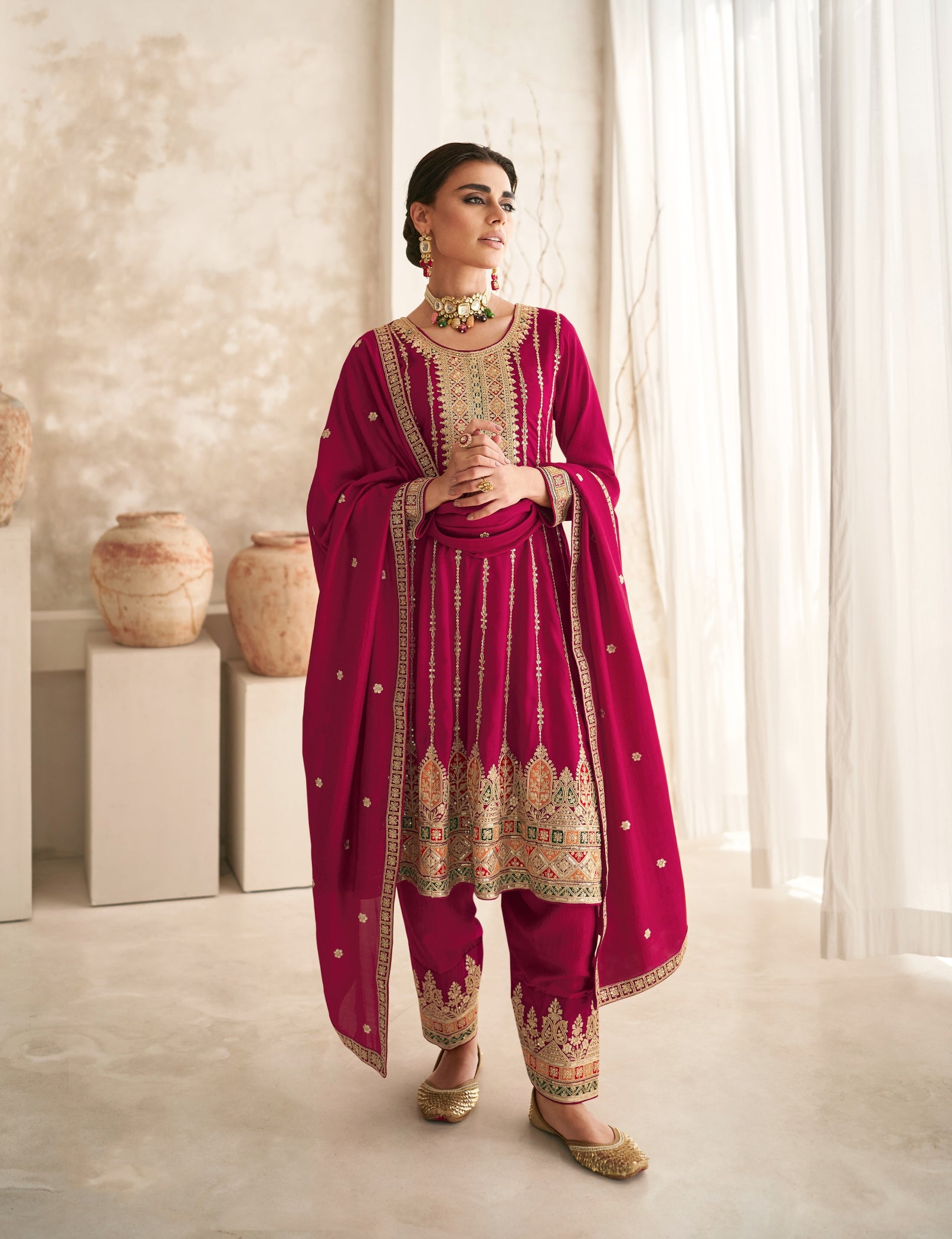 Elegant Pink Premium Silk Salwar Suit for Weddings and Parties