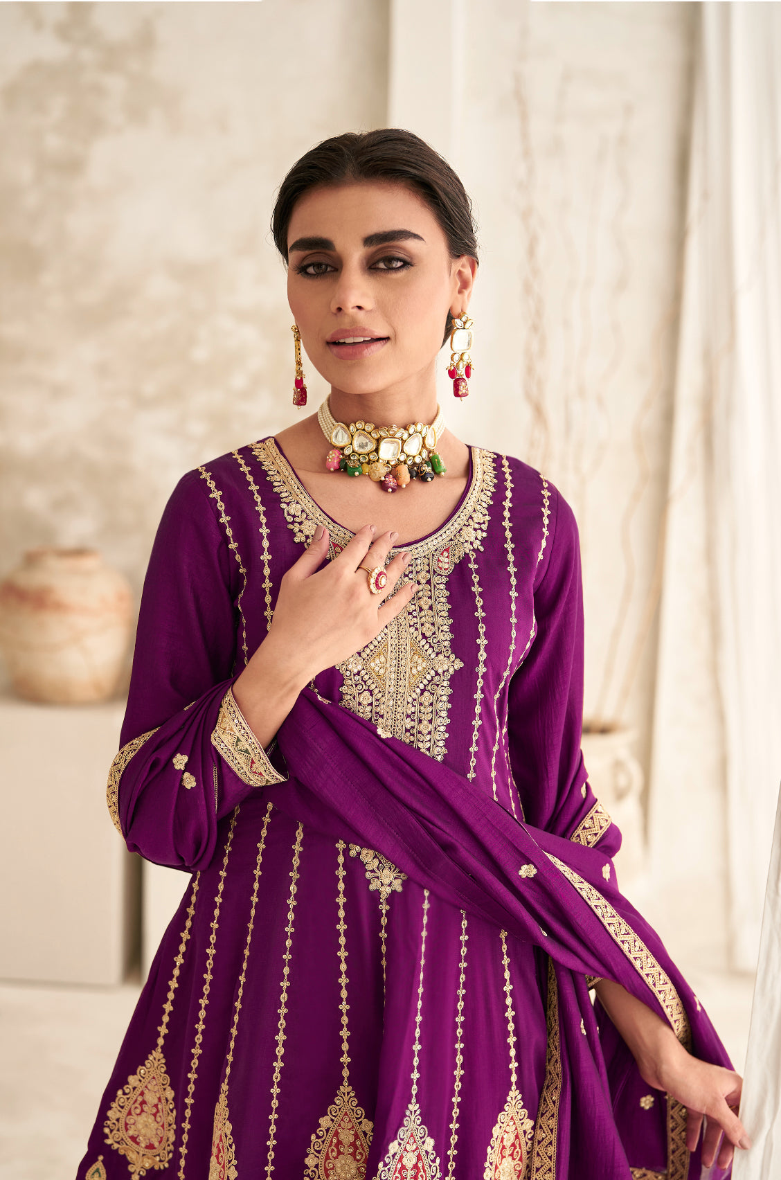 Elegant Purple Premium Silk Salwar Suit for Weddings and Parties