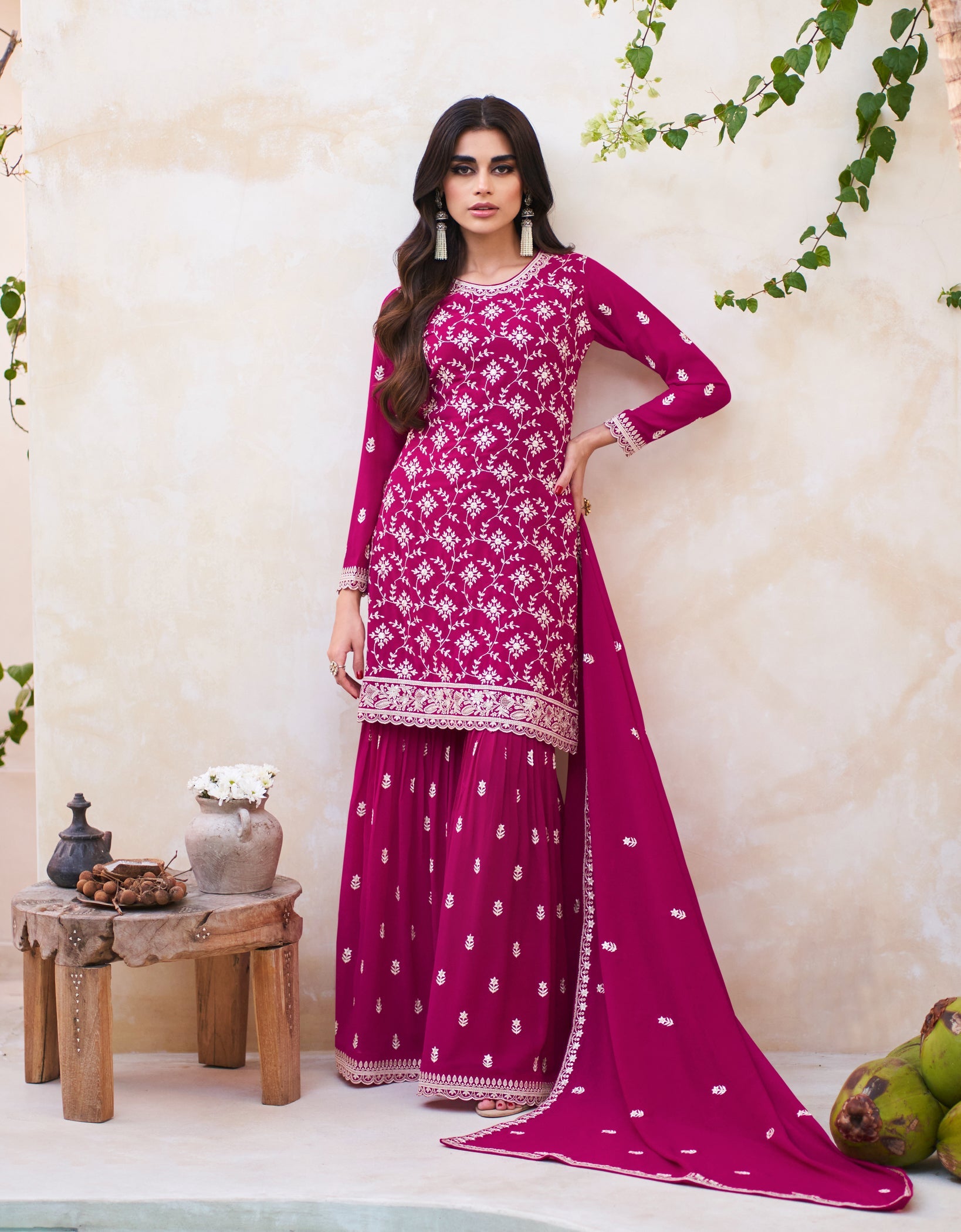 Elegant Pink Real Georgette Salwar Kameez for Weddings & Parties