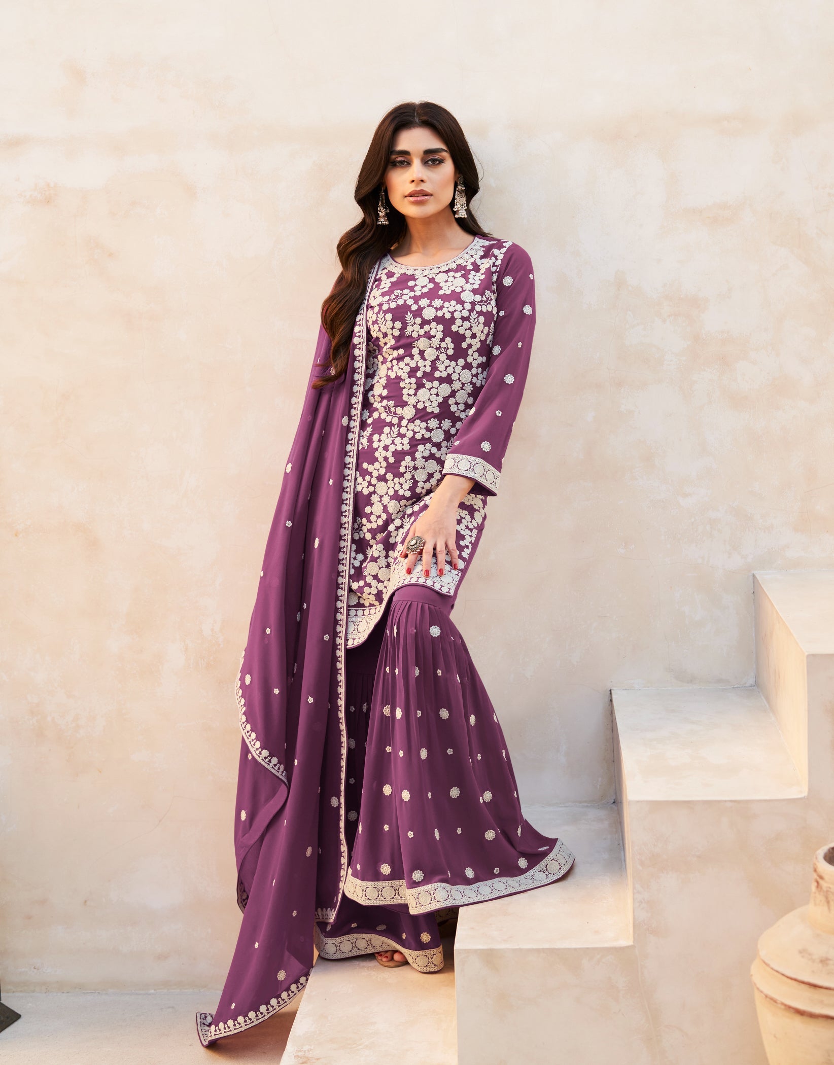 Elegant Purple Real Georgette Salwar Kameez for Wedding & Party Bliss