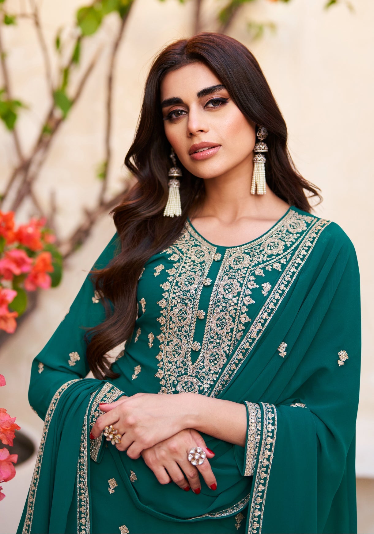 Elegant Green Georgette Salwar Kameez for Weddings and Parties