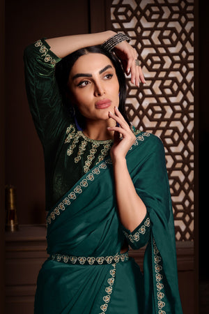 Dark Green Saree