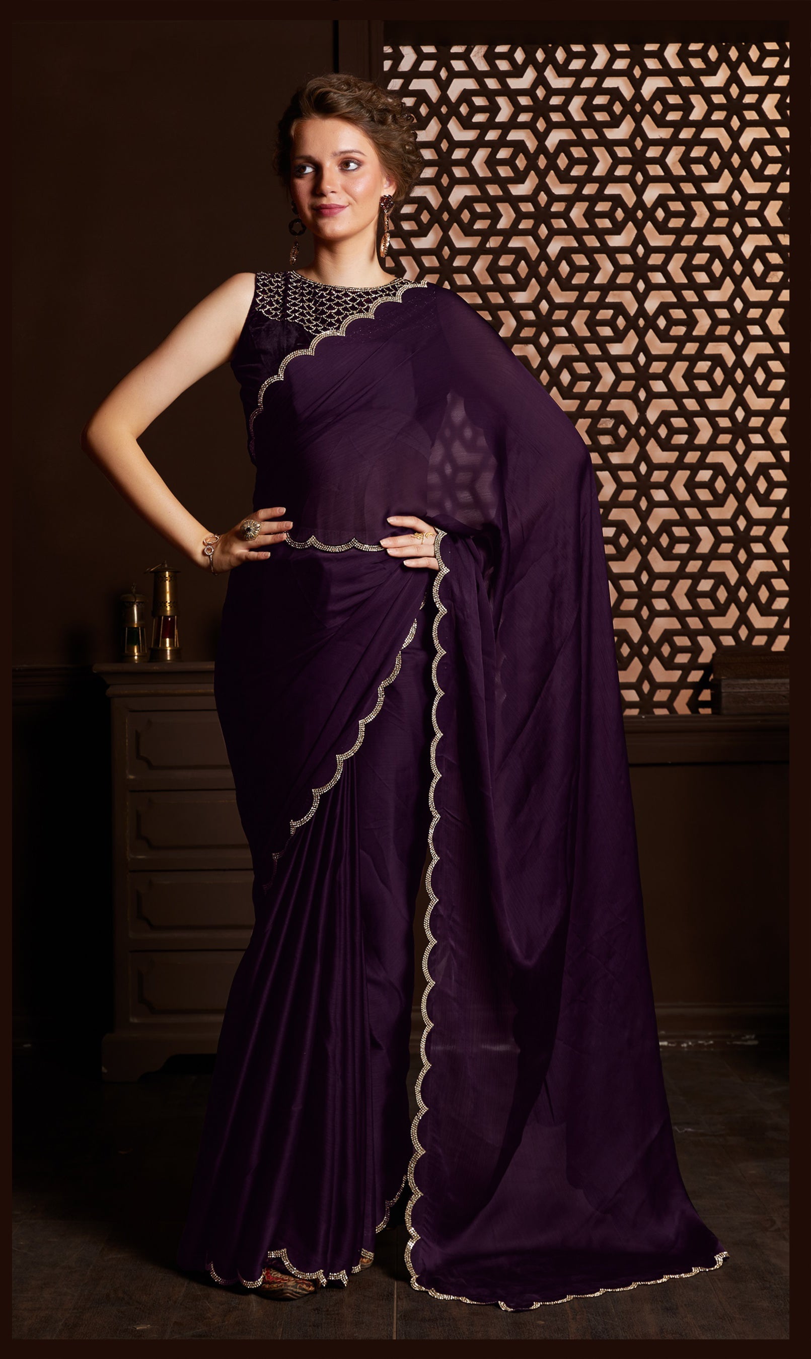 kajal aggarwal purple colour 1205KM | Fancy sarees, Indian sari dress,  Indian outfits