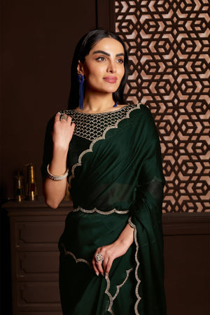 Dark Green Saree