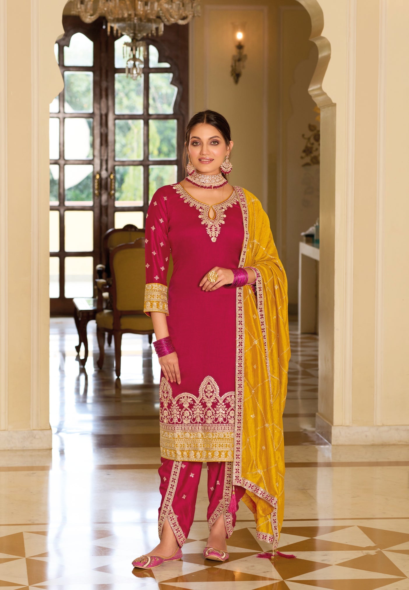 Elegant Pink Silk Embroidered Salwar Suit for Weddings and Parties