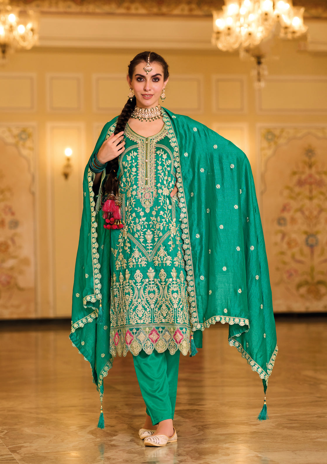 Elegant Blue Silk Embroidered Salwar Suit for Wedding and Parties