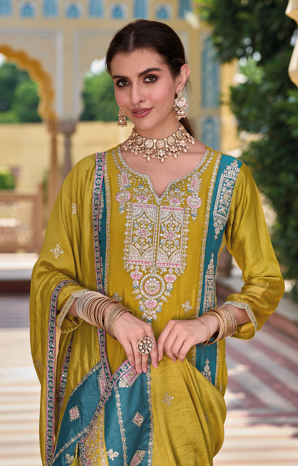 Elegant Yellow Silk Salwar Suit with Premium Embroidery for Weddings & Parties