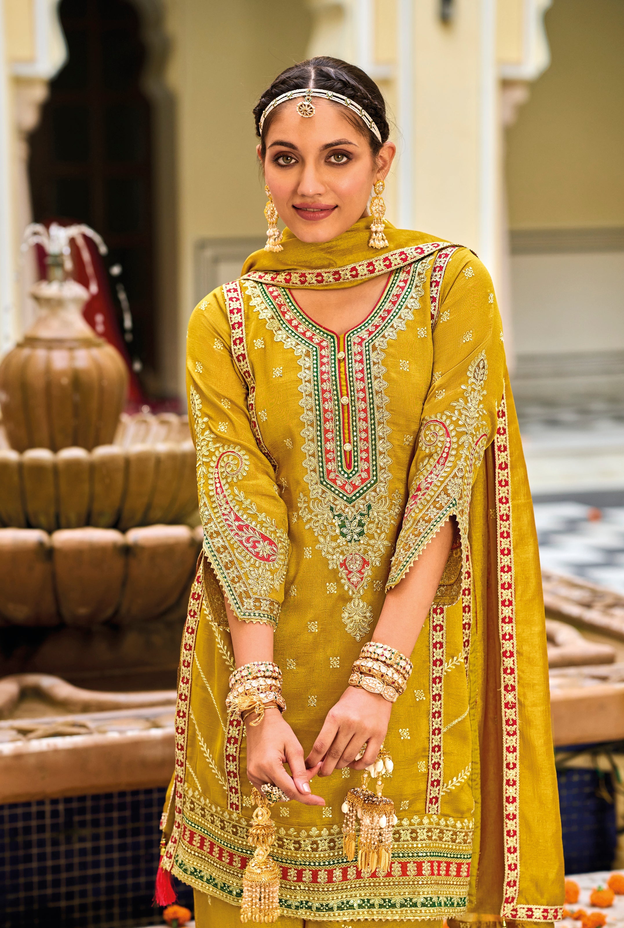 Yellow Silk Elegance: Perfect Wedding Salwar Suit with Exquisite Embroidery