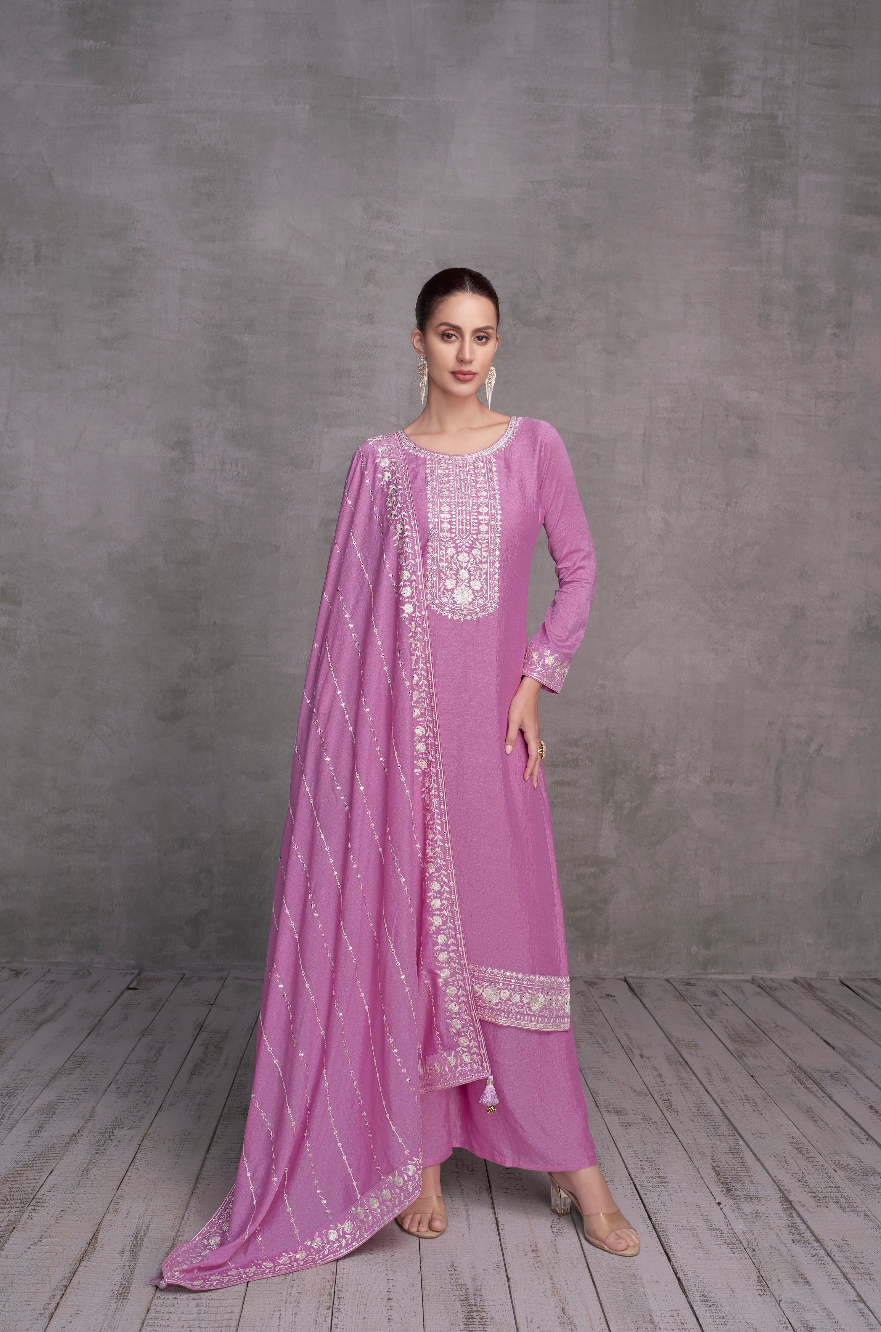 Elegant Pink Silk Sharara Salwar Suit for Weddings and Parties