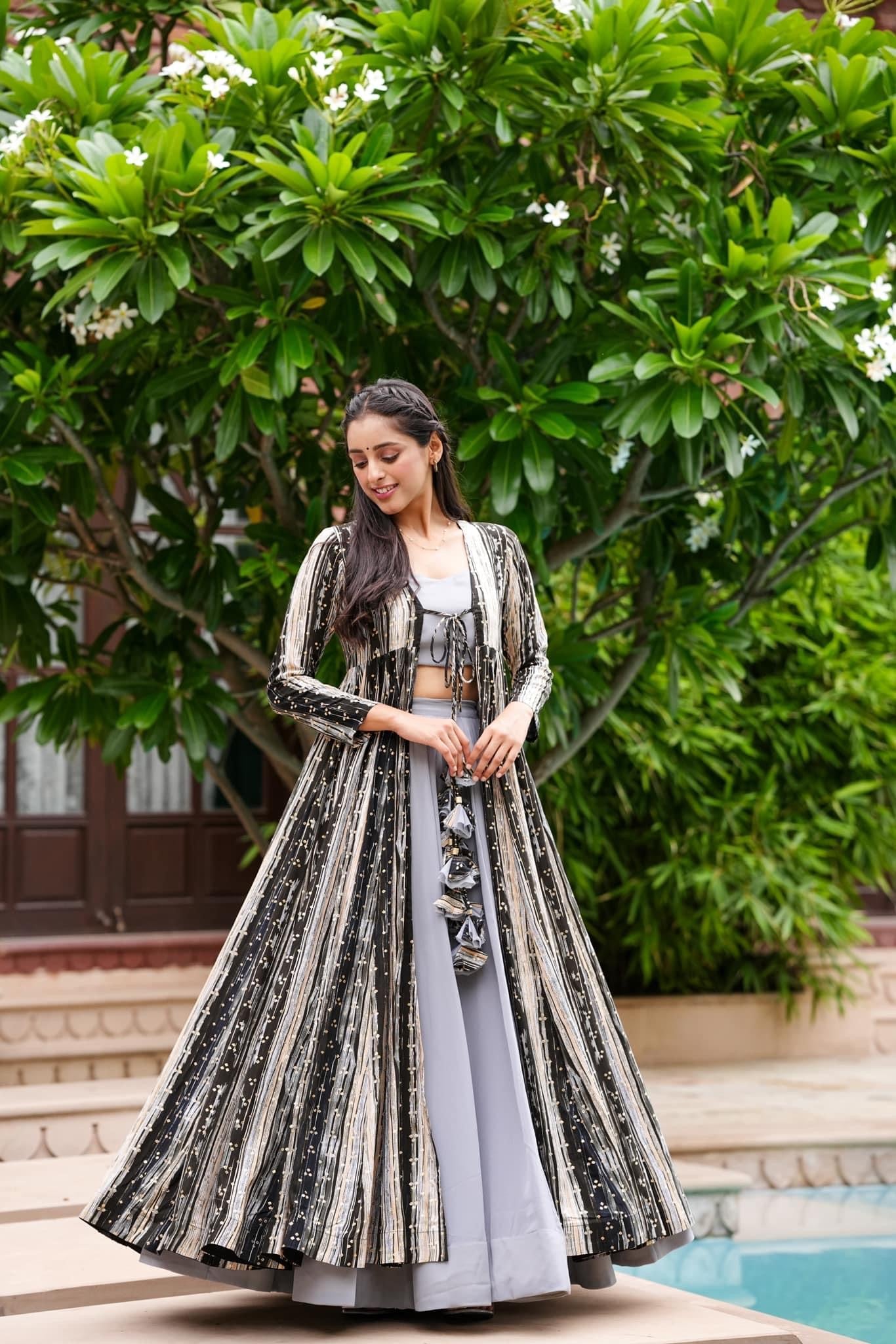 Elegant Grey Rayon Lehenga Choli: Perfect for Parties & Weddings