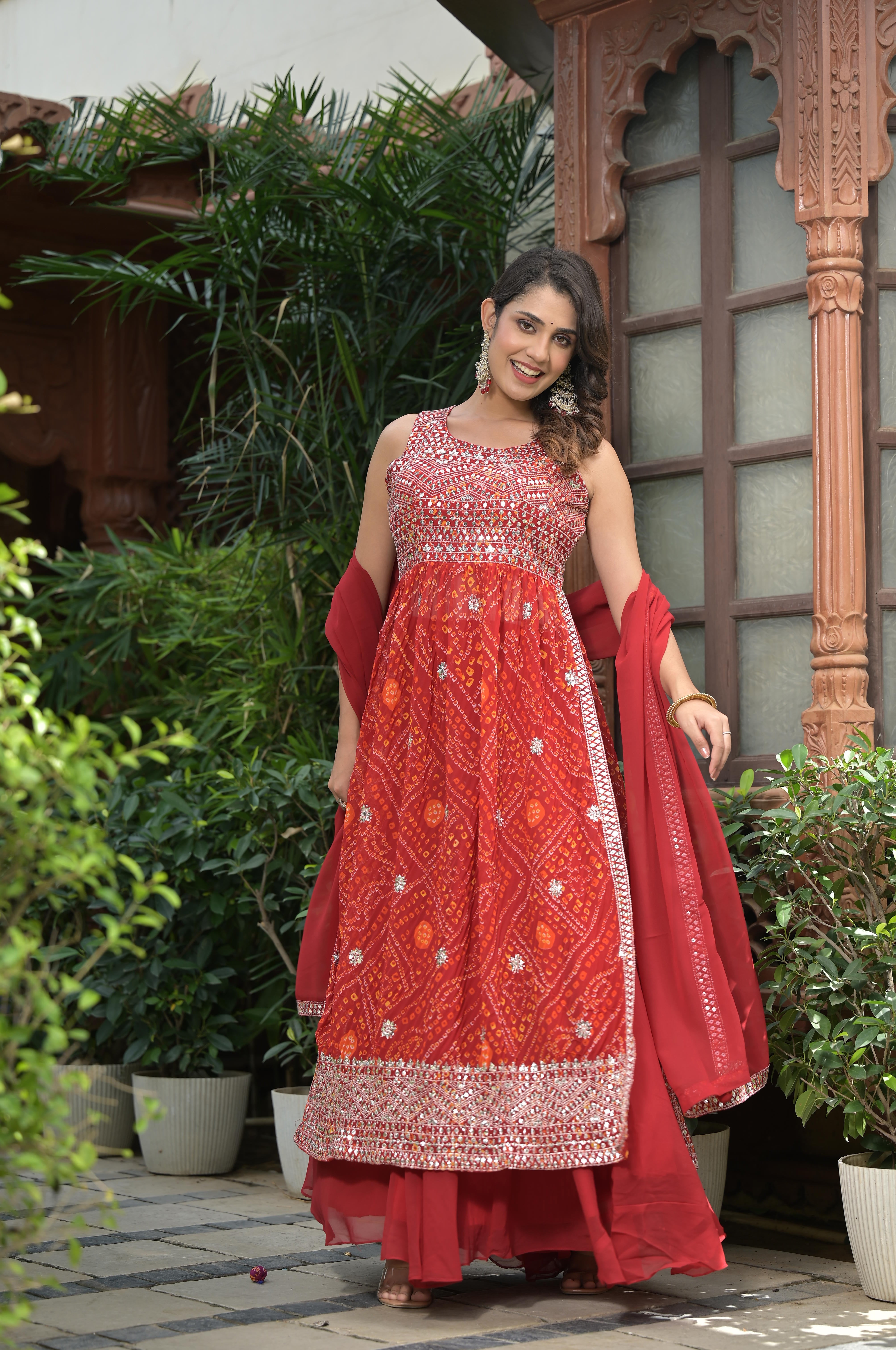 Ravishing Red Sharara Salwar Suit: Designer Nayra Georgette Elegance for Parties & Weddings