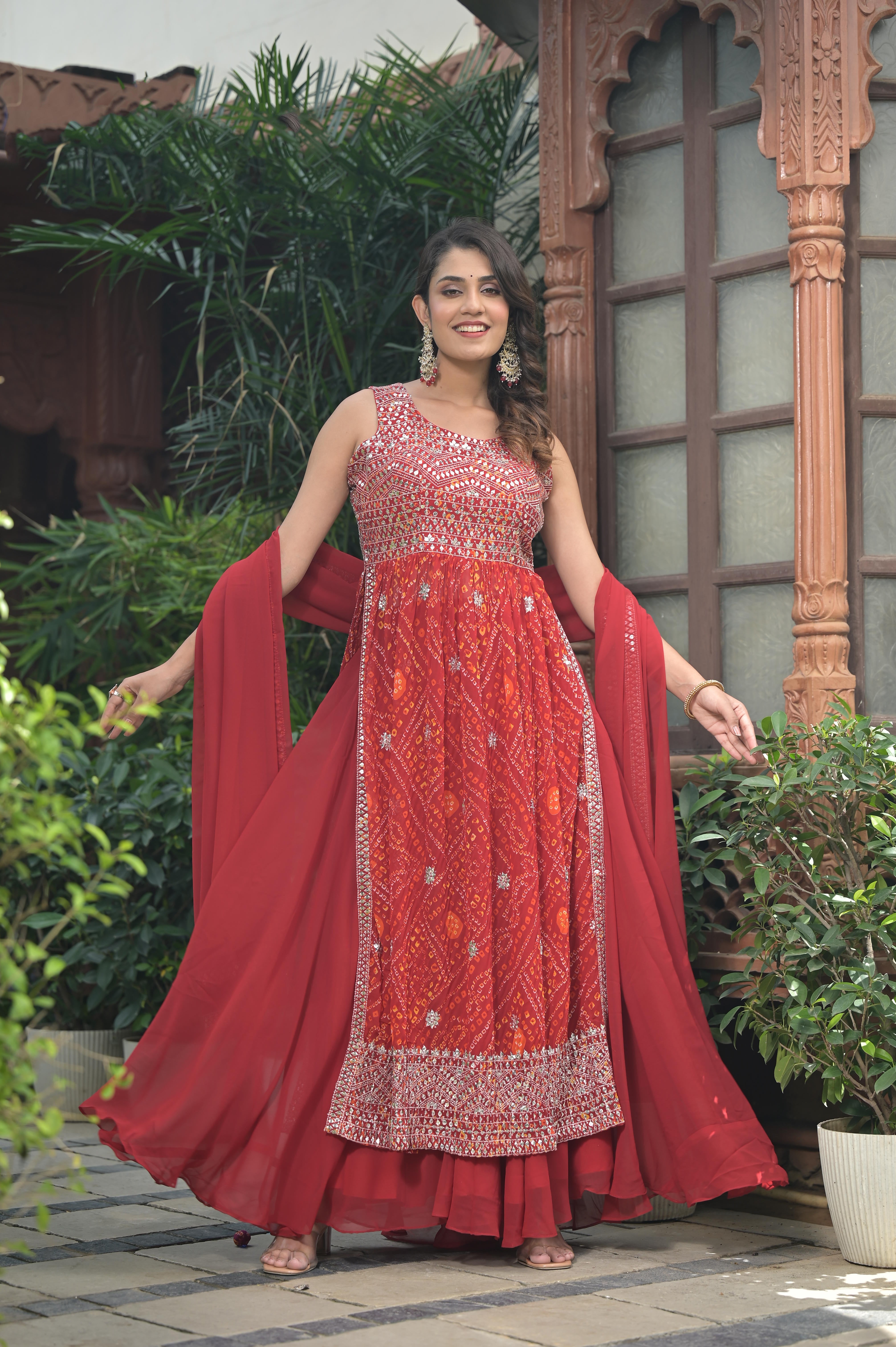 Ravishing Red Sharara Salwar Suit: Designer Nayra Georgette Elegance for Parties & Weddings