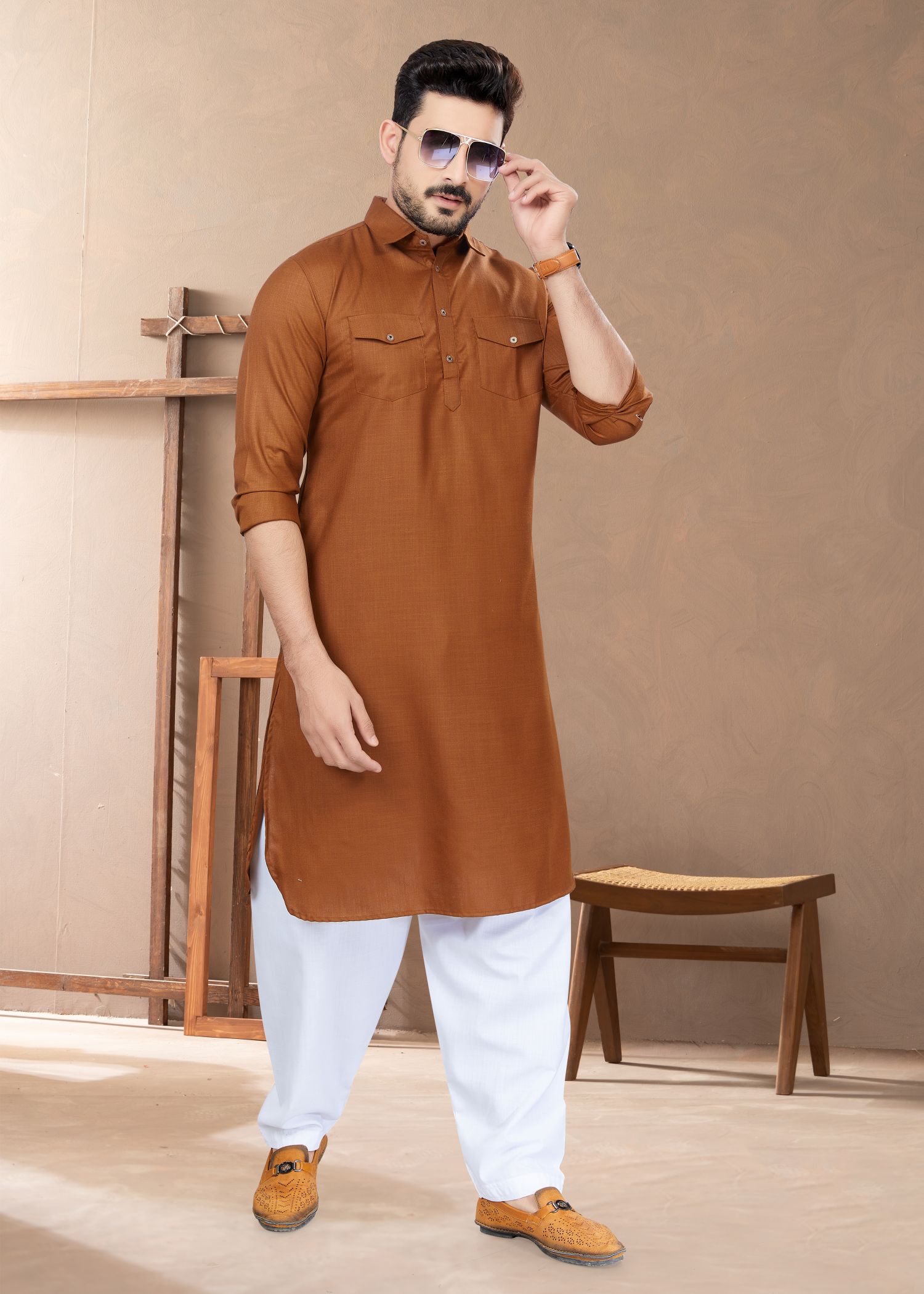 Brown Color Men’s Pathani 