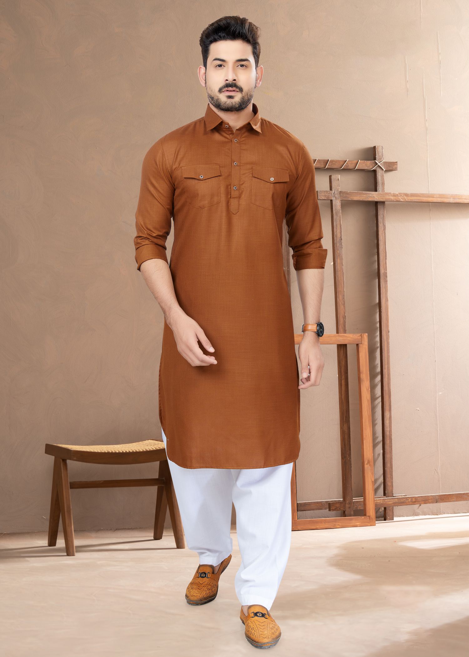 Brown Color Men’s Pathani 