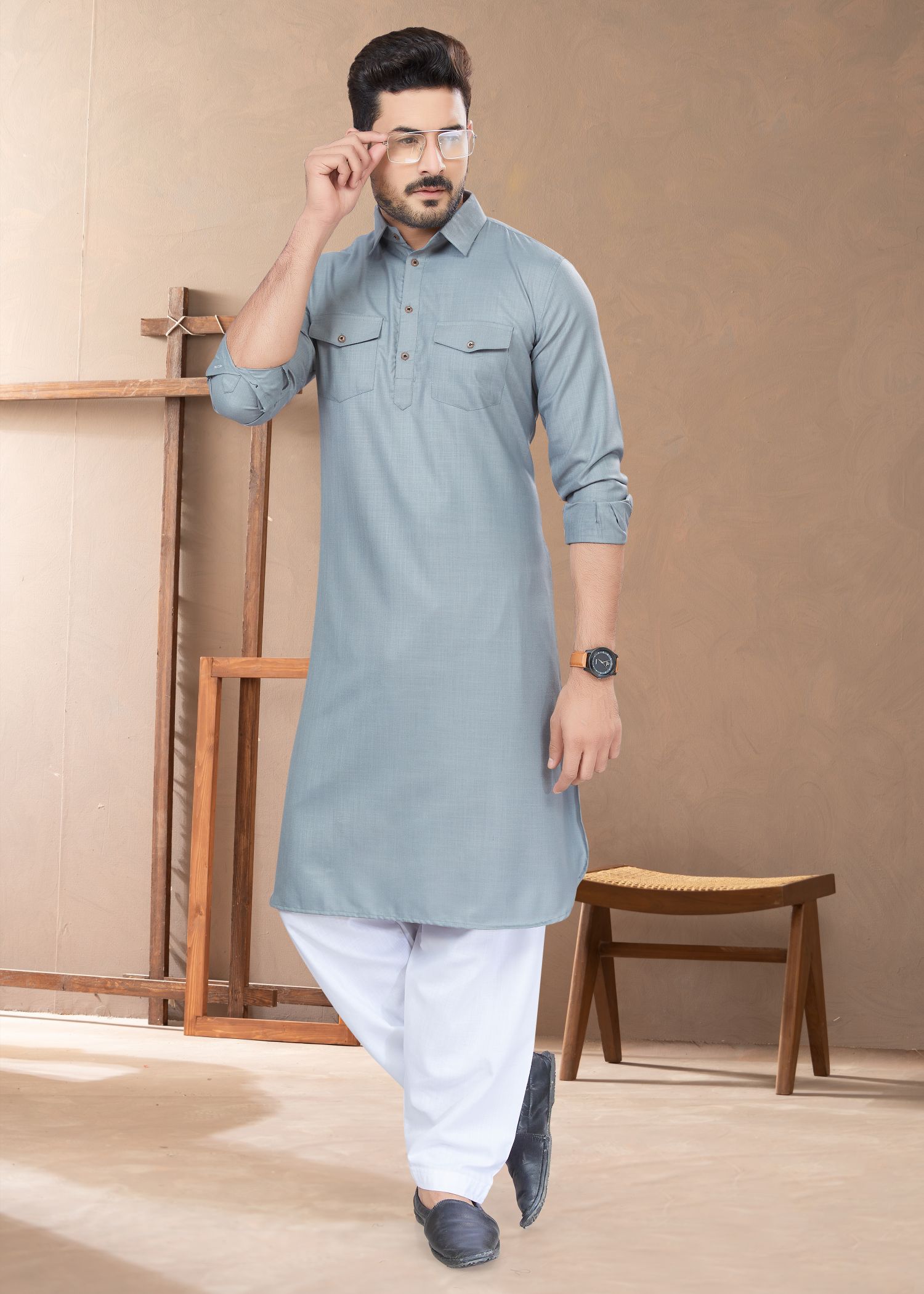 Elegant Seablue Pathani & Kurta: Your Perfect Attire for Weddings and Parties!