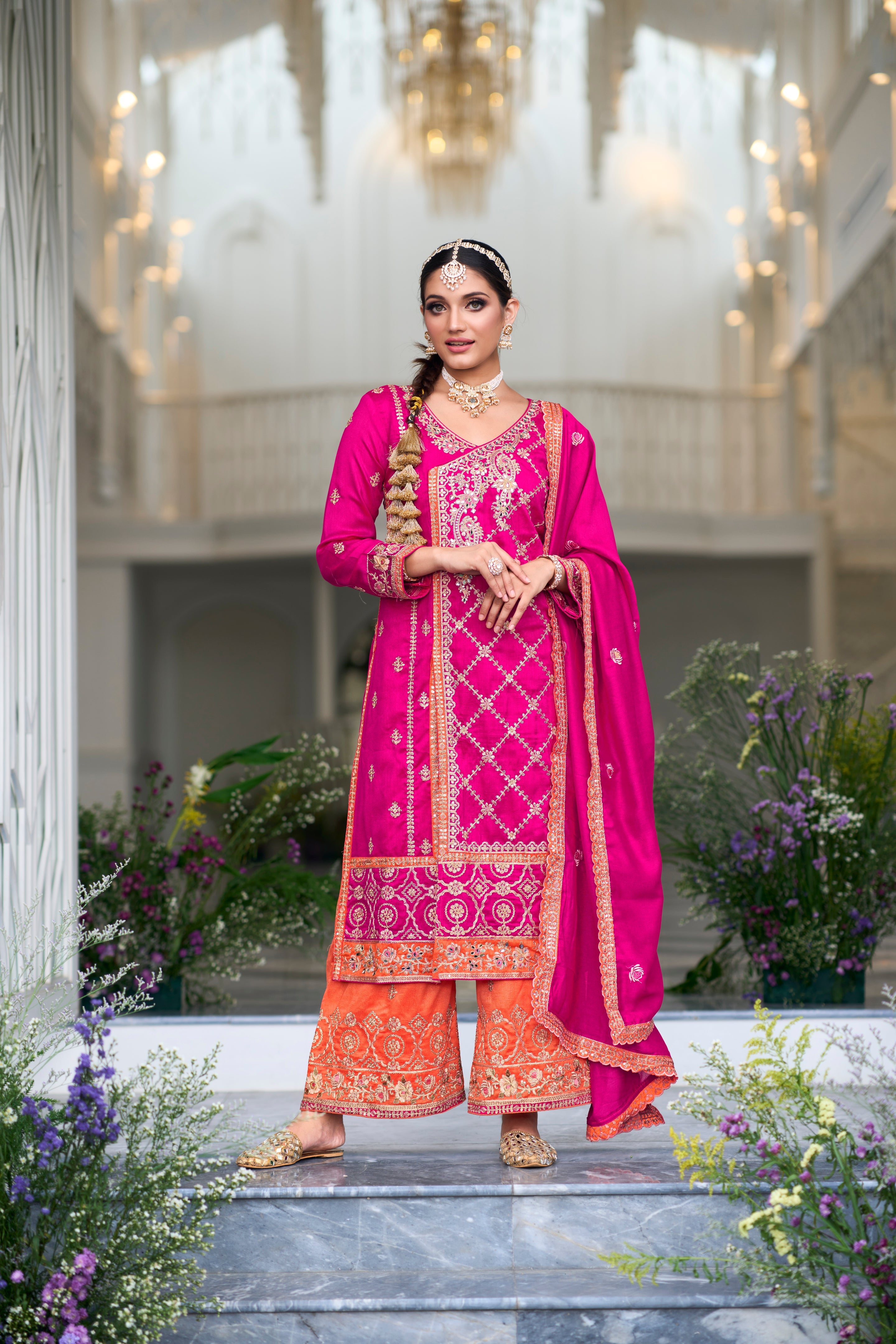 Elegant Pink Silk Salwar Suit with Heavy Embroidery for Wedding & Party Glamour