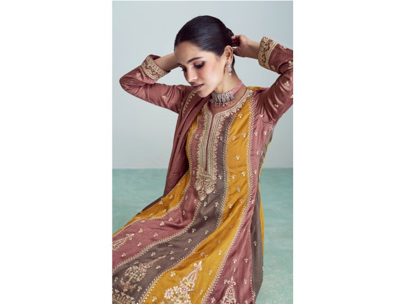 Elegant YellowPink Premium Silk Salwar Suit: A Fusion of Grace